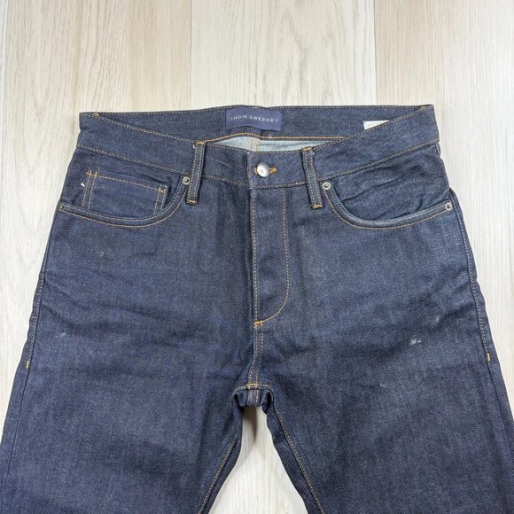 Thom Sweeney Mens Blue Candiani Denim Stretch Straight Leg Jeans Size 31/32 - Picture 2 of 12